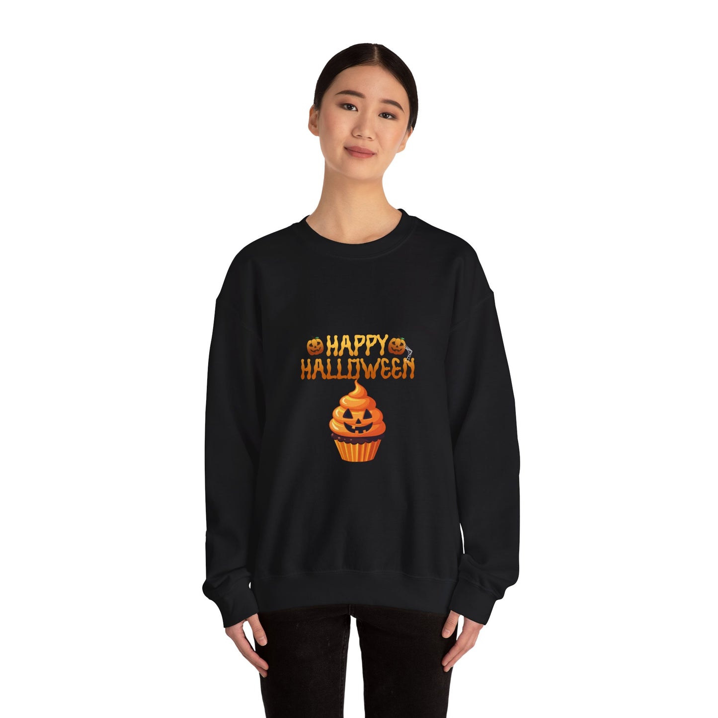 Halloween Sweatshirt, Unisex Crewneck with Pumpkin Design, Cozy Fall Apparel, Seasonal Gift for Halloween, Party Wear, Fun Costume