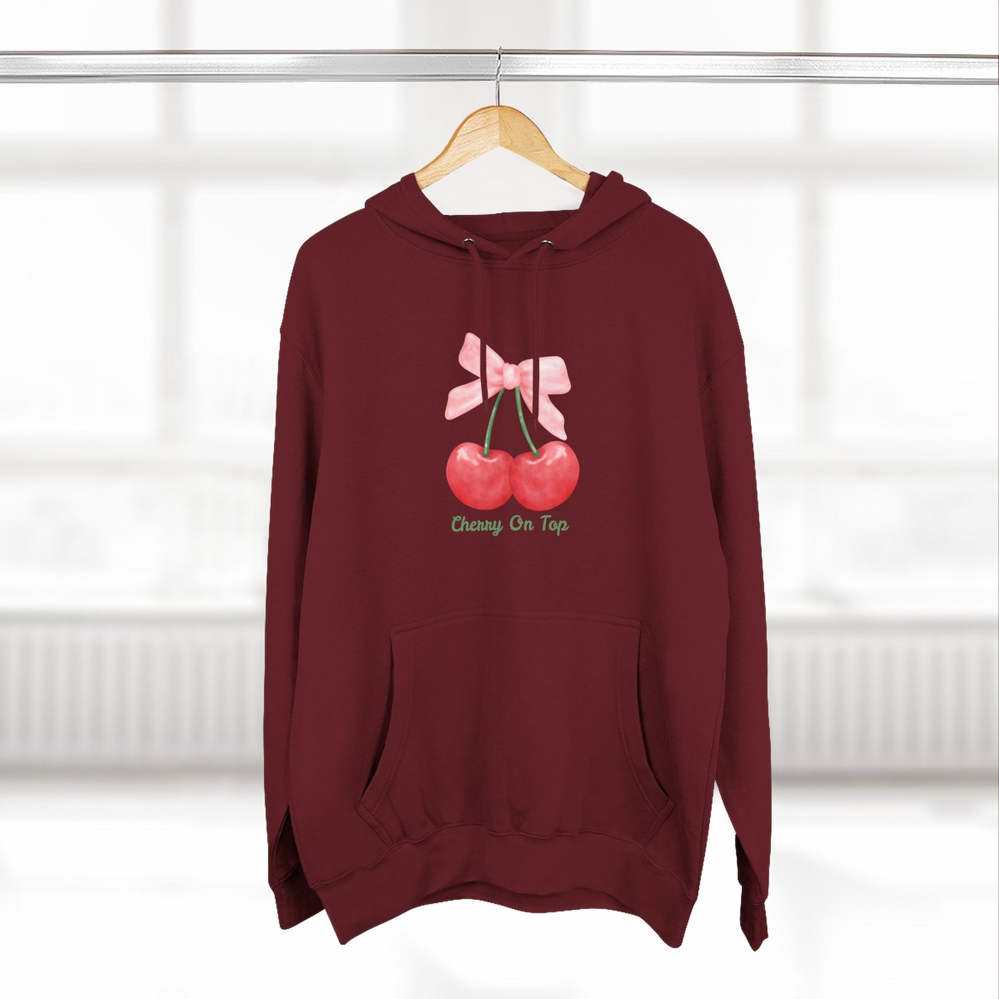 Cute Cherry Fleece Hoodie, Cozy Sweatshirt, Gift for Her, Trendy Outfit, Cute Cherries Design, Perfect for Casual Wear