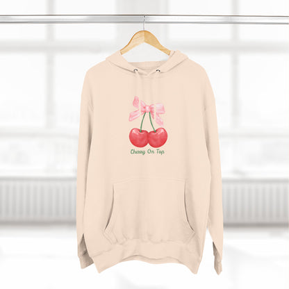 Cute Cherry Fleece Hoodie, Cozy Sweatshirt, Gift for Her, Trendy Outfit, Cute Cherries Design, Perfect for Casual Wear