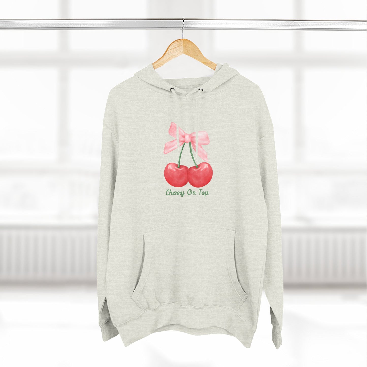 Cute Cherry Fleece Hoodie, Cozy Sweatshirt, Gift for Her, Trendy Outfit, Cute Cherries Design, Perfect for Casual Wear