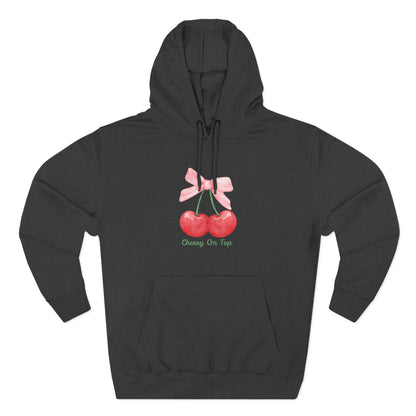 Cute Cherry Fleece Hoodie, Cozy Sweatshirt, Gift for Her, Trendy Outfit, Cute Cherries Design, Perfect for Casual Wear