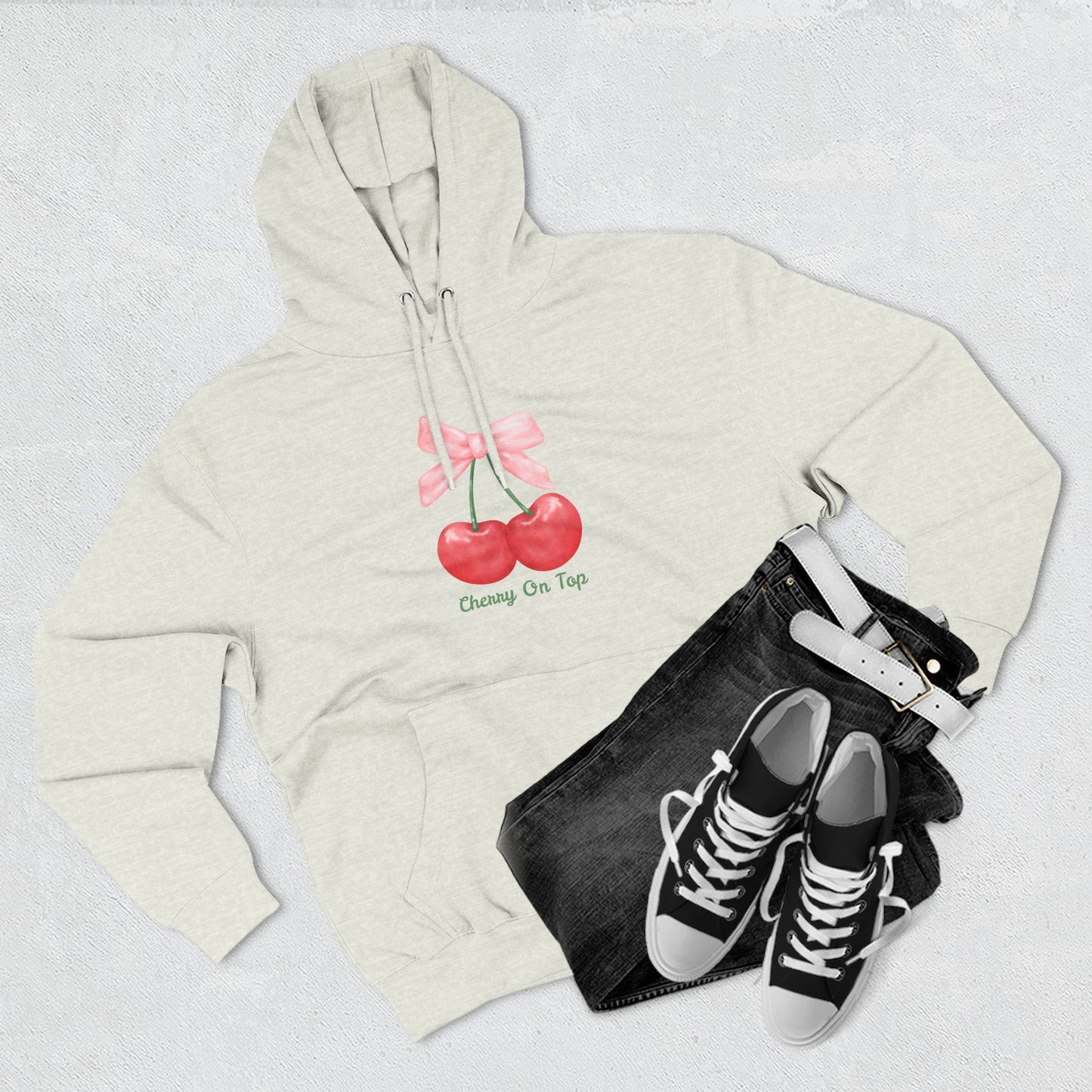 Cute Cherry Fleece Hoodie, Cozy Sweatshirt, Gift for Her, Trendy Outfit, Cute Cherries Design, Perfect for Casual Wear
