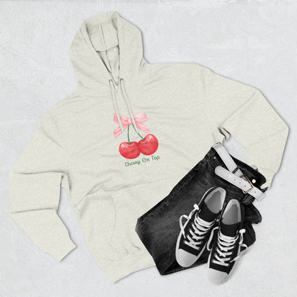 Cute Cherry Fleece Hoodie, Cozy Sweatshirt, Gift for Her, Trendy Outfit, Cute Cherries Design, Perfect for Casual Wear