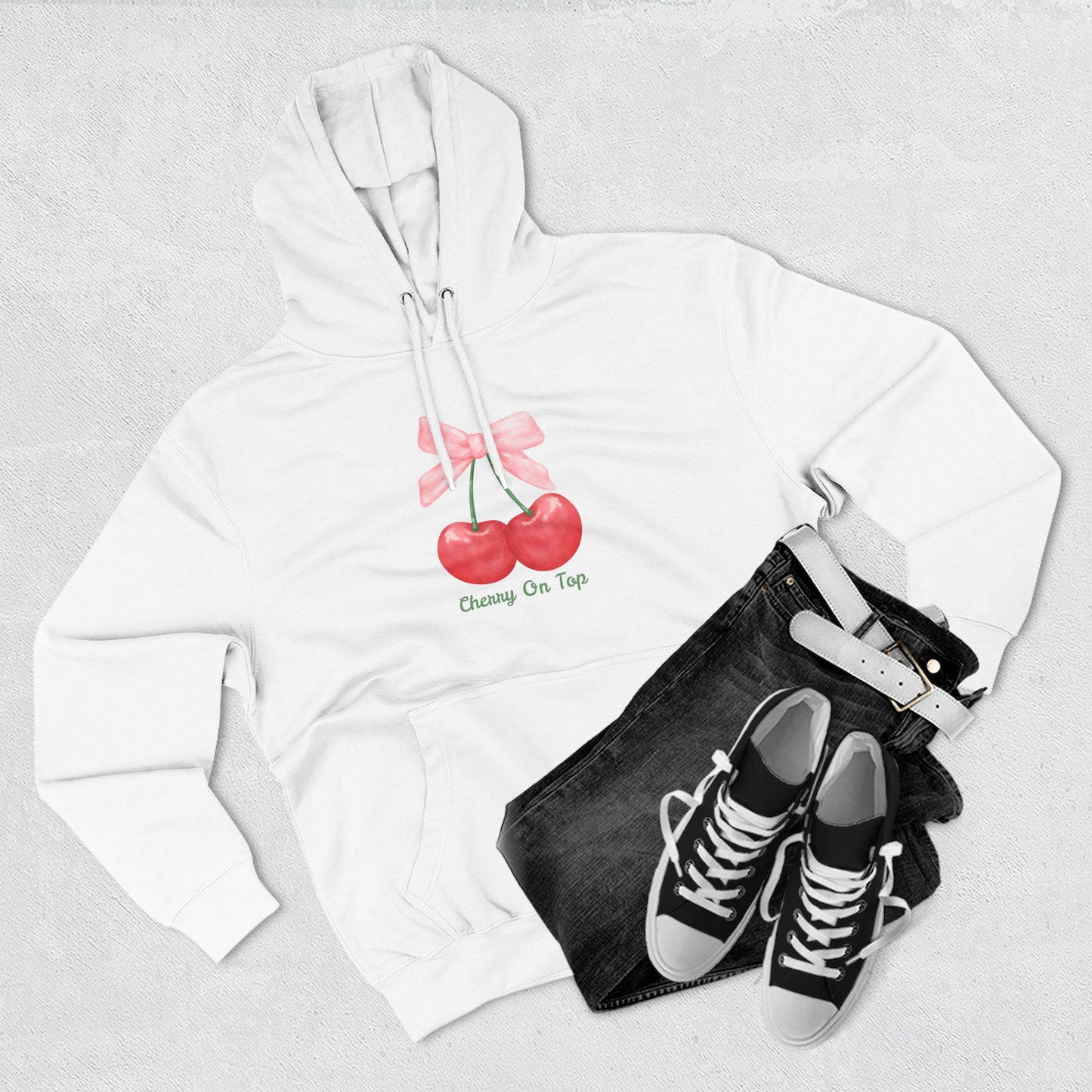 Cute Cherry Fleece Hoodie, Cozy Sweatshirt, Gift for Her, Trendy Outfit, Cute Cherries Design, Perfect for Casual Wear