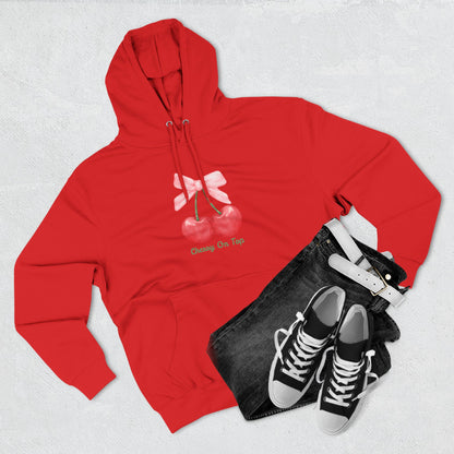 Cute Cherry Fleece Hoodie, Cozy Sweatshirt, Gift for Her, Trendy Outfit, Cute Cherries Design, Perfect for Casual Wear