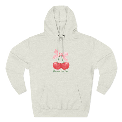 Cute Cherry Fleece Hoodie, Cozy Sweatshirt, Gift for Her, Trendy Outfit, Cute Cherries Design, Perfect for Casual Wear