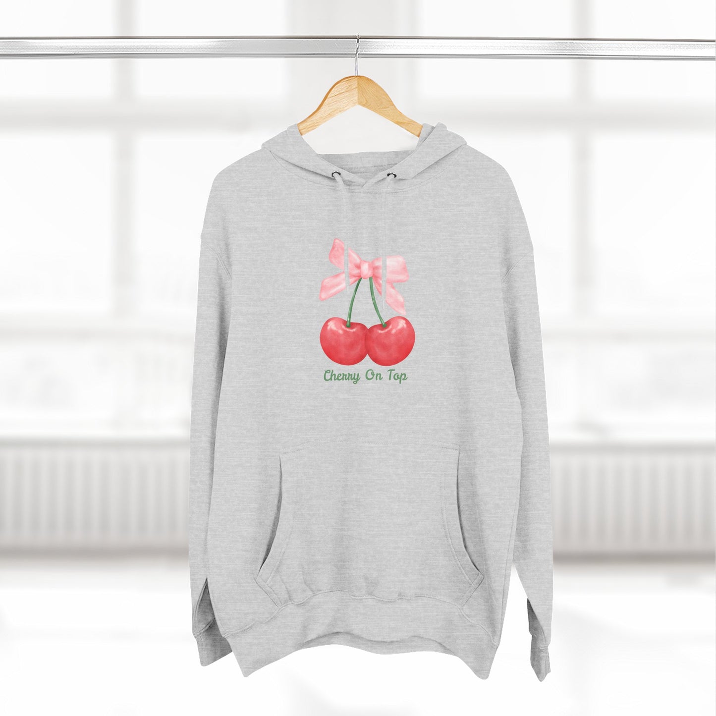Cute Cherry Fleece Hoodie, Cozy Sweatshirt, Gift for Her, Trendy Outfit, Cute Cherries Design, Perfect for Casual Wear