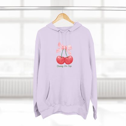 Cute Cherry Fleece Hoodie, Cozy Sweatshirt, Gift for Her, Trendy Outfit, Cute Cherries Design, Perfect for Casual Wear