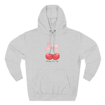 Cute Cherry Fleece Hoodie, Cozy Sweatshirt, Gift for Her, Trendy Outfit, Cute Cherries Design, Perfect for Casual Wear