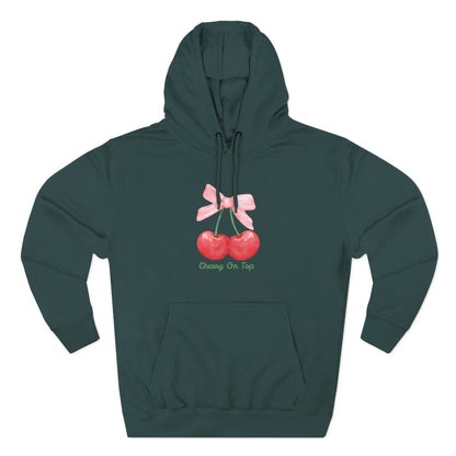 Cute Cherry Fleece Hoodie, Cozy Sweatshirt, Gift for Her, Trendy Outfit, Cute Cherries Design, Perfect for Casual Wear