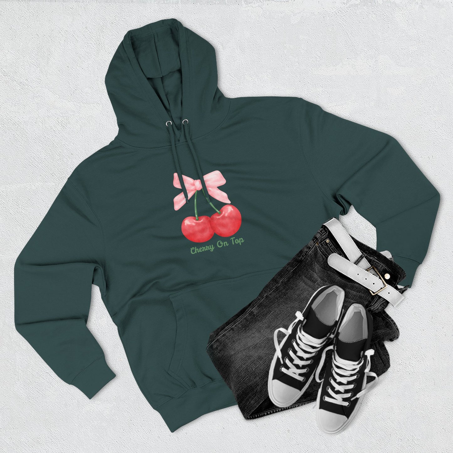 Cute Cherry Fleece Hoodie, Cozy Sweatshirt, Gift for Her, Trendy Outfit, Cute Cherries Design, Perfect for Casual Wear
