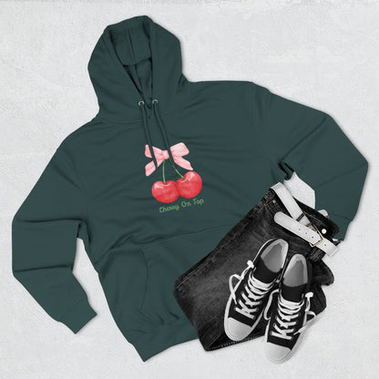 Cute Cherry Fleece Hoodie, Cozy Sweatshirt, Gift for Her, Trendy Outfit, Cute Cherries Design, Perfect for Casual Wear