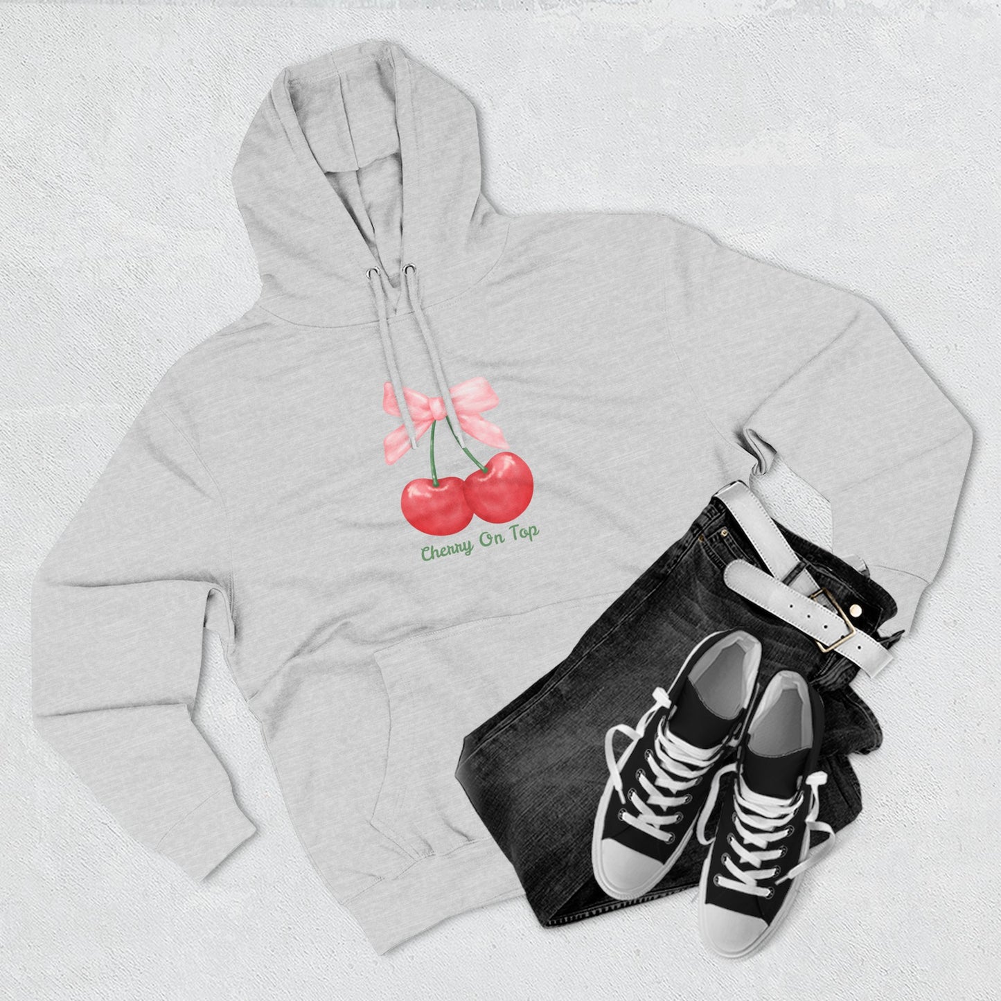 Cute Cherry Fleece Hoodie, Cozy Sweatshirt, Gift for Her, Trendy Outfit, Cute Cherries Design, Perfect for Casual Wear