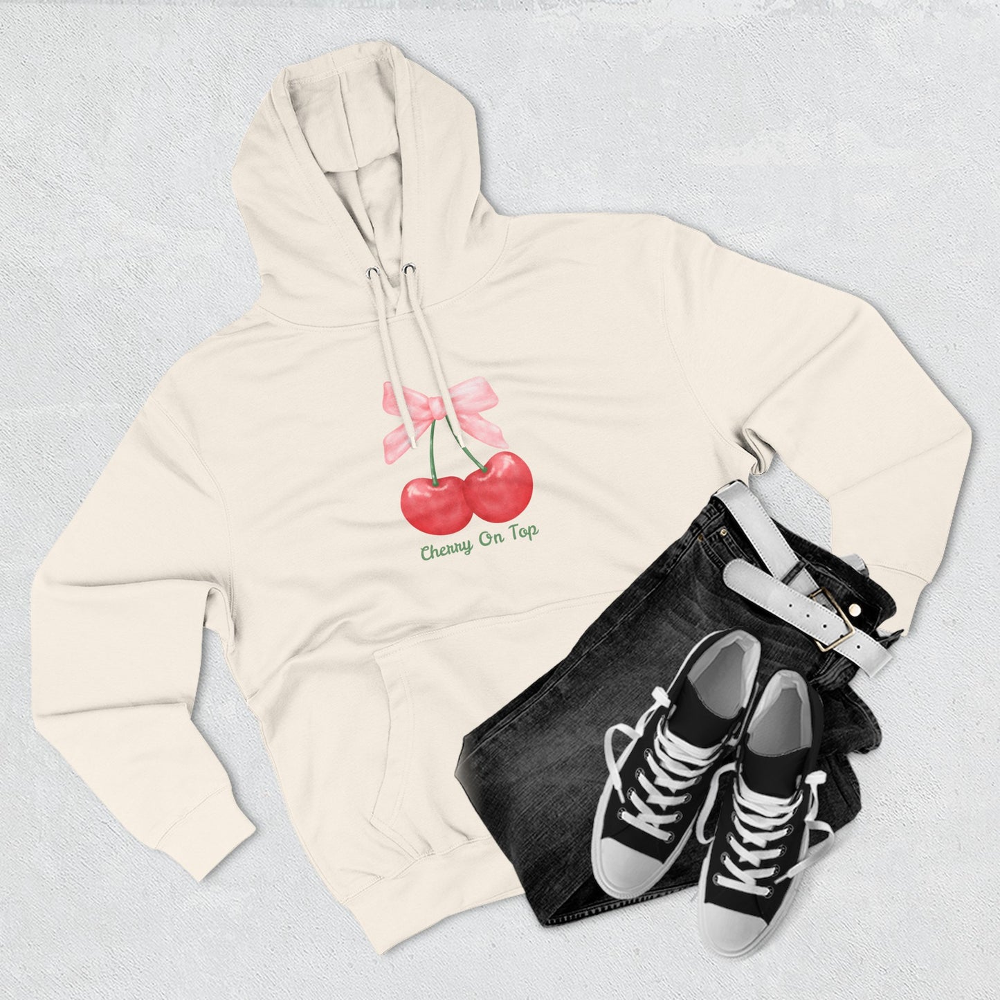Cute Cherry Fleece Hoodie, Cozy Sweatshirt, Gift for Her, Trendy Outfit, Cute Cherries Design, Perfect for Casual Wear