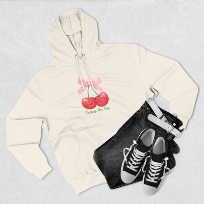 Cute Cherry Fleece Hoodie, Cozy Sweatshirt, Gift for Her, Trendy Outfit, Cute Cherries Design, Perfect for Casual Wear