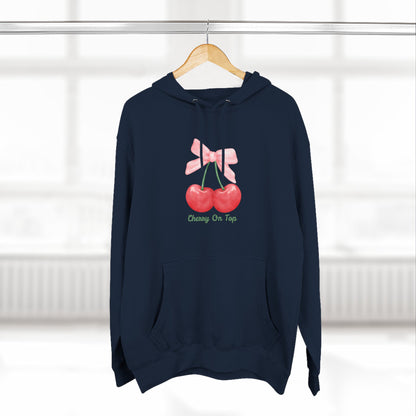 Cute Cherry Fleece Hoodie, Cozy Sweatshirt, Gift for Her, Trendy Outfit, Cute Cherries Design, Perfect for Casual Wear