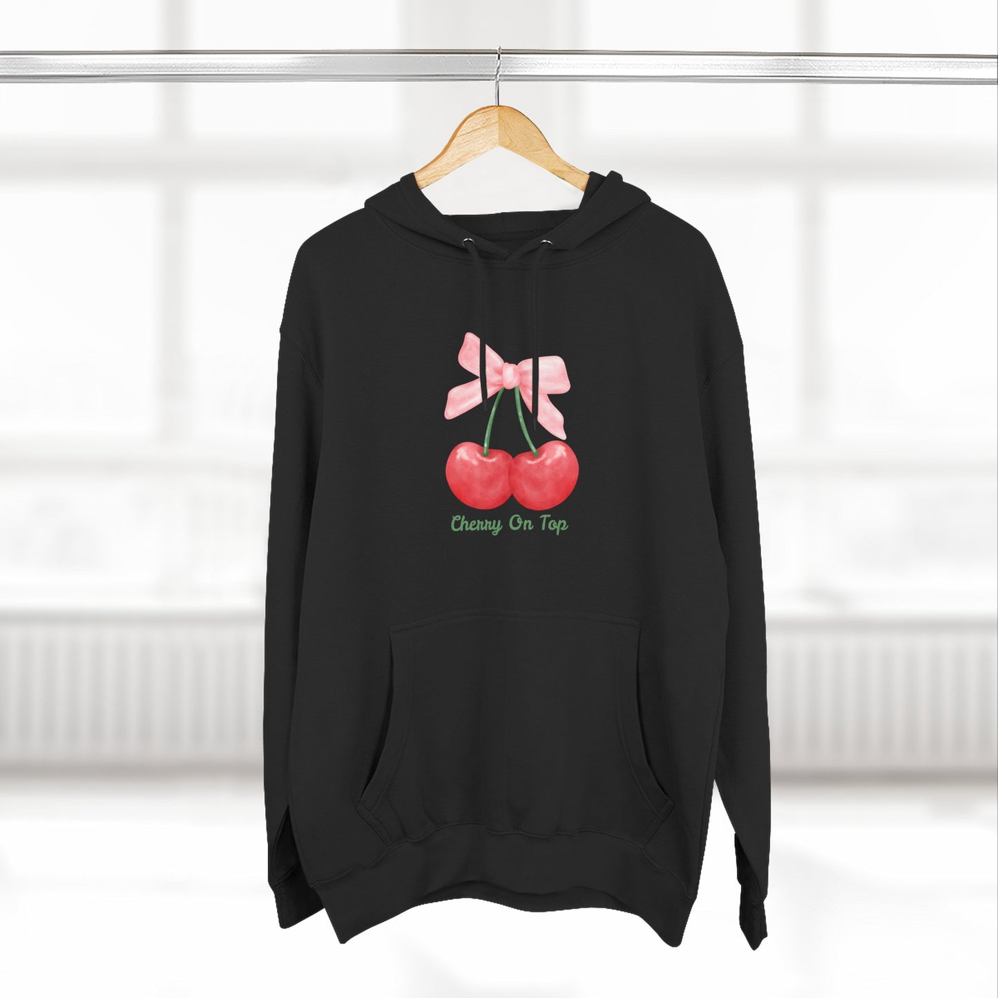 Cute Cherry Fleece Hoodie, Cozy Sweatshirt, Gift for Her, Trendy Outfit, Cute Cherries Design, Perfect for Casual Wear