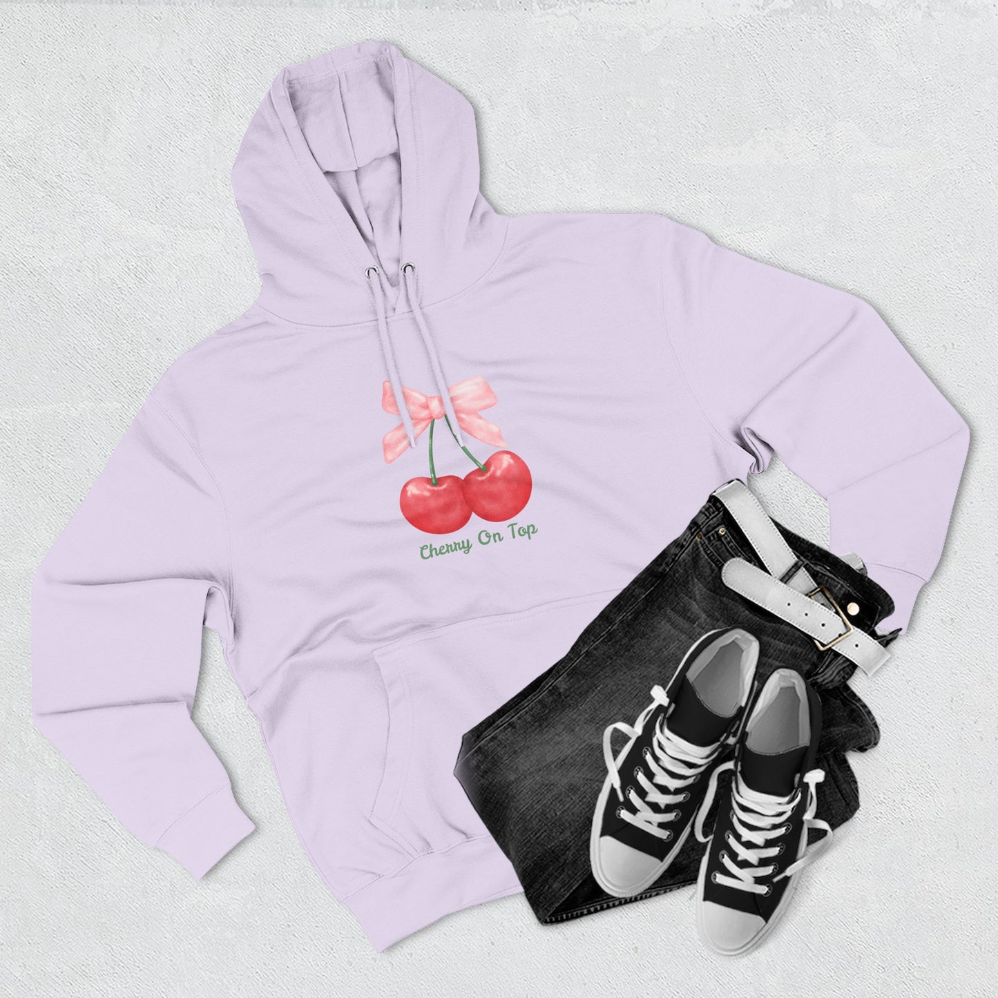 Cute Cherry Fleece Hoodie, Cozy Sweatshirt, Gift for Her, Trendy Outfit, Cute Cherries Design, Perfect for Casual Wear