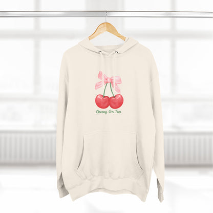 Cute Cherry Fleece Hoodie, Cozy Sweatshirt, Gift for Her, Trendy Outfit, Cute Cherries Design, Perfect for Casual Wear