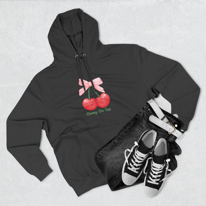 Cute Cherry Fleece Hoodie, Cozy Sweatshirt, Gift for Her, Trendy Outfit, Cute Cherries Design, Perfect for Casual Wear