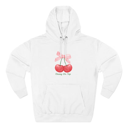 Cute Cherry Fleece Hoodie, Cozy Sweatshirt, Gift for Her, Trendy Outfit, Cute Cherries Design, Perfect for Casual Wear