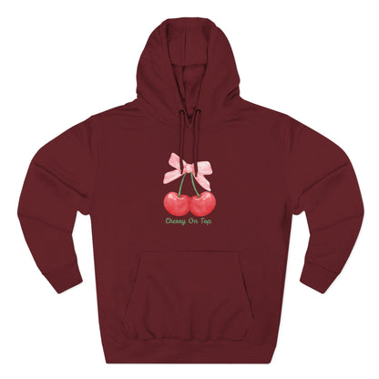 Cute Cherry Fleece Hoodie, Cozy Sweatshirt, Gift for Her, Trendy Outfit, Cute Cherries Design, Perfect for Casual Wear