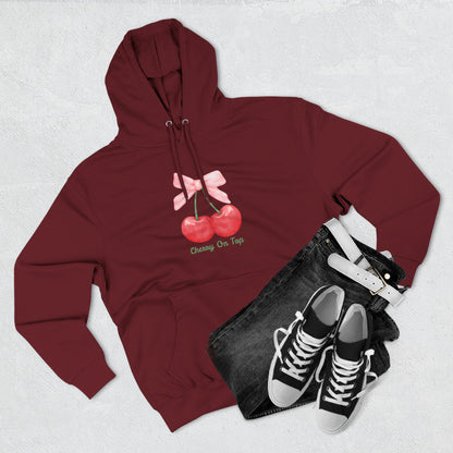 Cute Cherry Fleece Hoodie, Cozy Sweatshirt, Gift for Her, Trendy Outfit, Cute Cherries Design, Perfect for Casual Wear