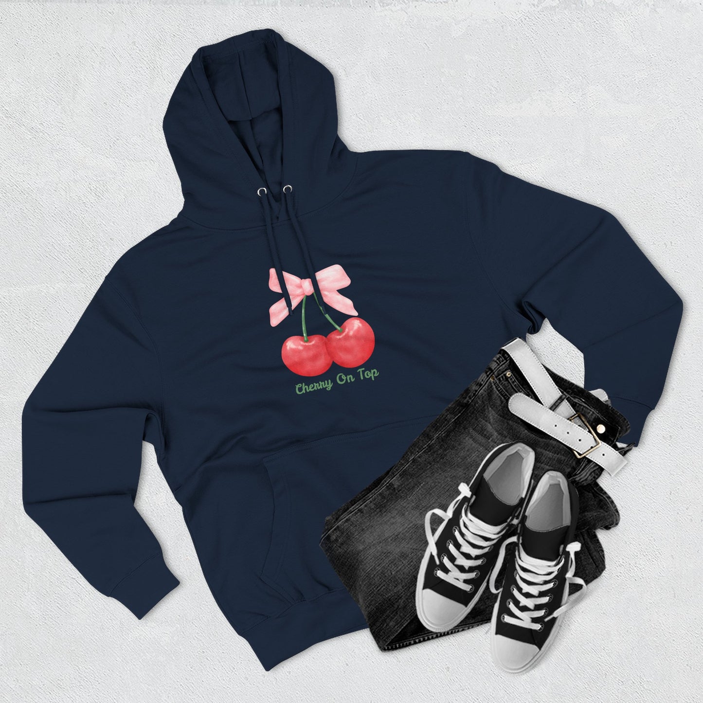 Cute Cherry Fleece Hoodie, Cozy Sweatshirt, Gift for Her, Trendy Outfit, Cute Cherries Design, Perfect for Casual Wear