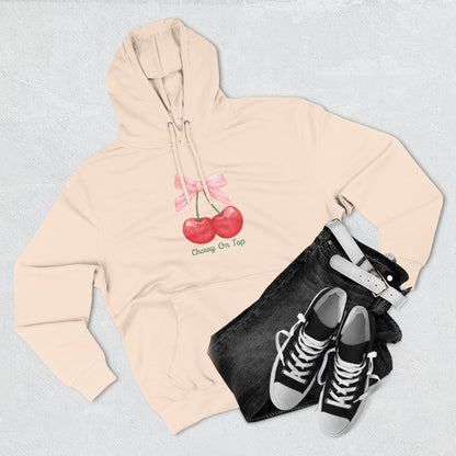 Cute Cherry Fleece Hoodie, Cozy Sweatshirt, Gift for Her, Trendy Outfit, Cute Cherries Design, Perfect for Casual Wear