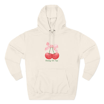 Cute Cherry Fleece Hoodie, Cozy Sweatshirt, Gift for Her, Trendy Outfit, Cute Cherries Design, Perfect for Casual Wear