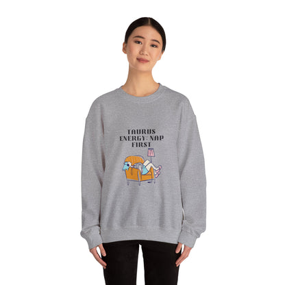 Taurus Nap Sweatshirt: Cozy Zodiac Crewneck for Astrology Lovers, Perfect Gift for Birthdays, Relaxation, and Home