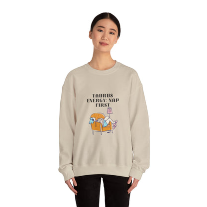 Taurus Nap Sweatshirt: Cozy Zodiac Crewneck for Astrology Lovers, Perfect Gift for Birthdays, Relaxation, and Home