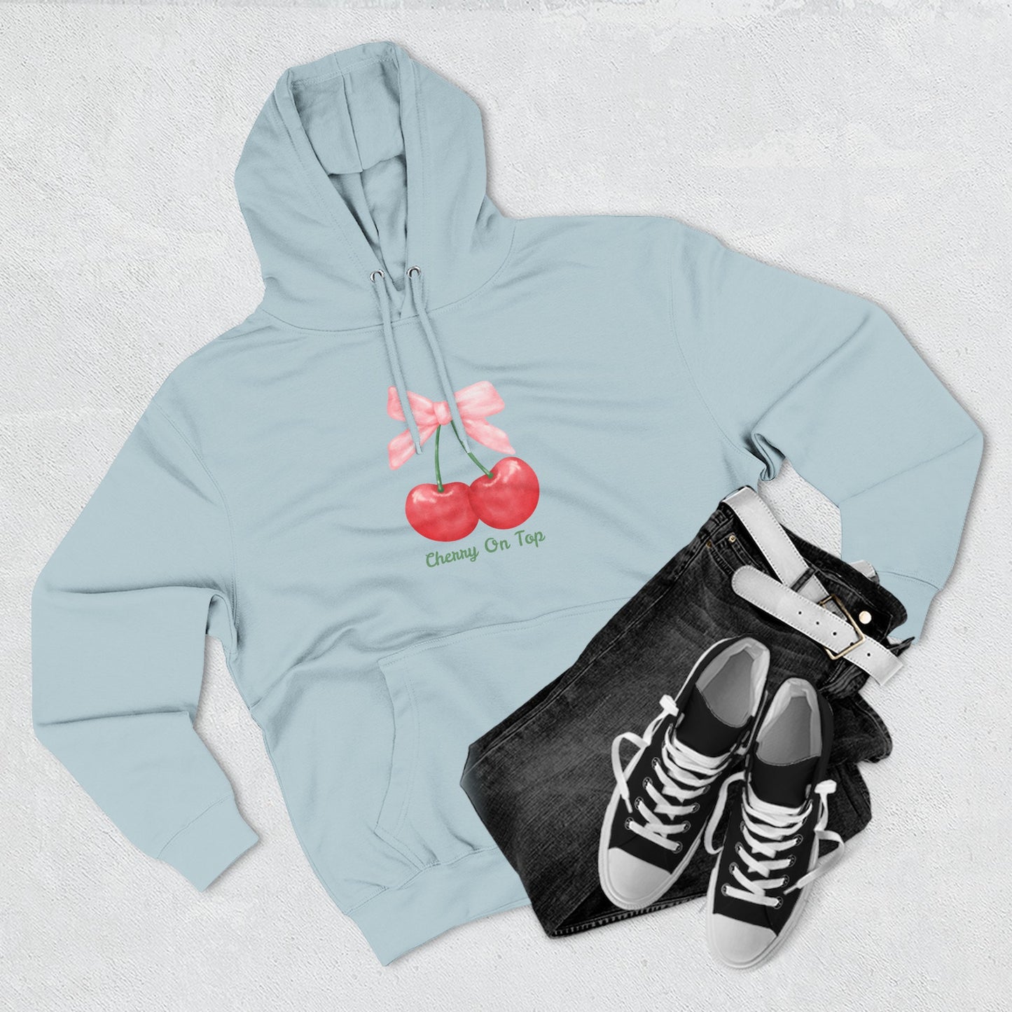 Cute Cherry Fleece Hoodie, Cozy Sweatshirt, Gift for Her, Trendy Outfit, Cute Cherries Design, Perfect for Casual Wear