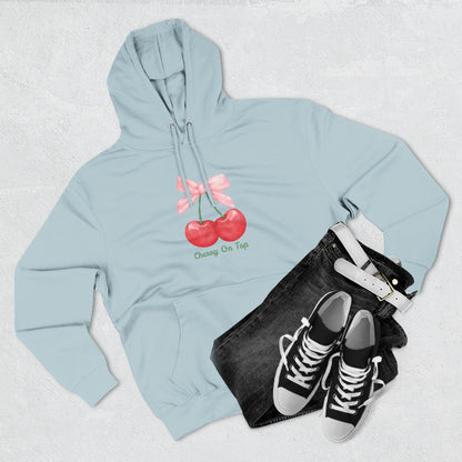 Cute Cherry Fleece Hoodie, Cozy Sweatshirt, Gift for Her, Trendy Outfit, Cute Cherries Design, Perfect for Casual Wear