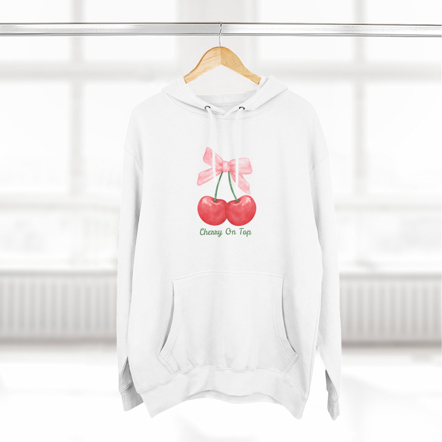 Cute Cherry Fleece Hoodie, Cozy Sweatshirt, Gift for Her, Trendy Outfit, Cute Cherries Design, Perfect for Casual Wear