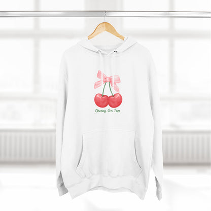 Cute Cherry Fleece Hoodie, Cozy Sweatshirt, Gift for Her, Trendy Outfit, Cute Cherries Design, Perfect for Casual Wear