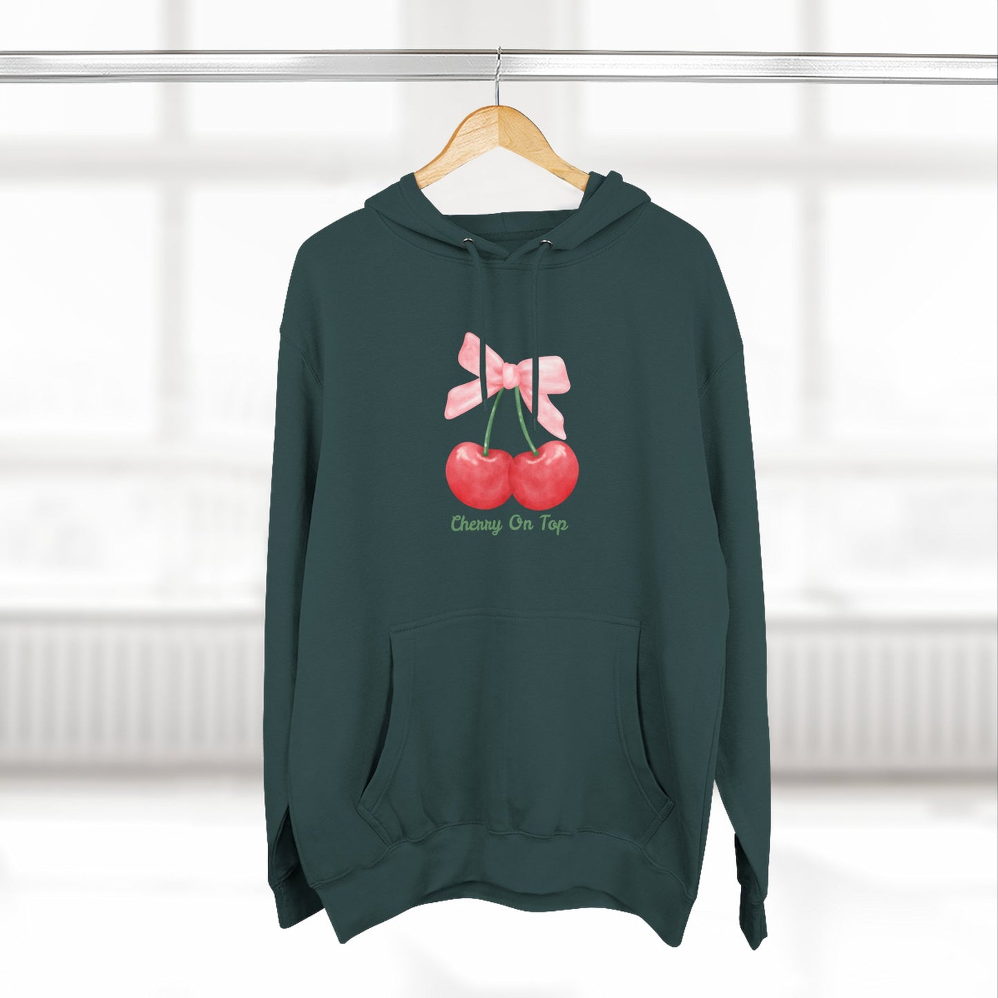 Cute Cherry Fleece Hoodie, Cozy Sweatshirt, Gift for Her, Trendy Outfit, Cute Cherries Design, Perfect for Casual Wear
