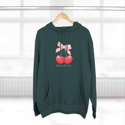 Cute Cherry Fleece Hoodie, Cozy Sweatshirt, Gift for Her, Trendy Outfit, Cute Cherries Design, Perfect for Casual Wear