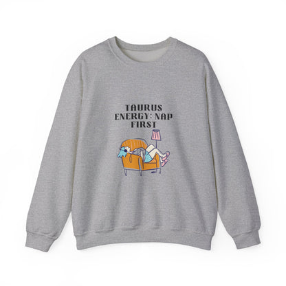 Taurus Nap Sweatshirt: Cozy Zodiac Crewneck for Astrology Lovers, Perfect Gift for Birthdays, Relaxation, and Home