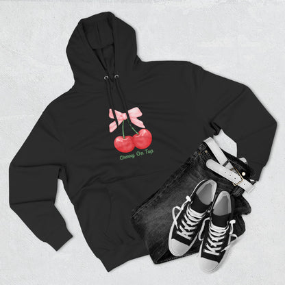 Cute Cherry Fleece Hoodie, Cozy Sweatshirt, Gift for Her, Trendy Outfit, Cute Cherries Design, Perfect for Casual Wear