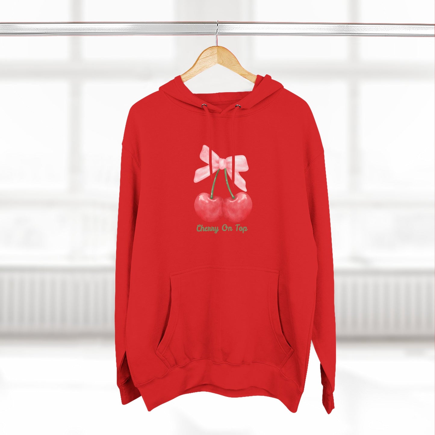 Cute Cherry Fleece Hoodie, Cozy Sweatshirt, Gift for Her, Trendy Outfit, Cute Cherries Design, Perfect for Casual Wear