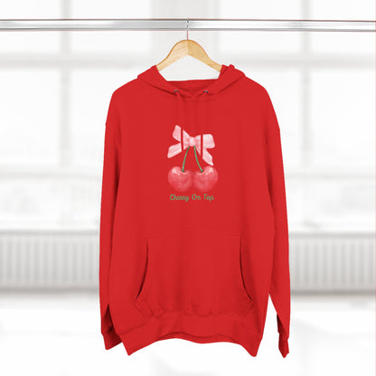 Cute Cherry Fleece Hoodie, Cozy Sweatshirt, Gift for Her, Trendy Outfit, Cute Cherries Design, Perfect for Casual Wear