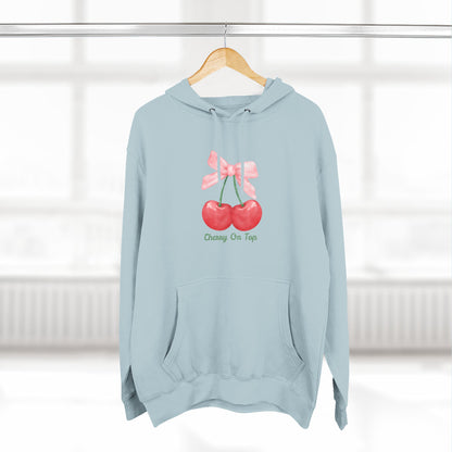 Cute Cherry Fleece Hoodie, Cozy Sweatshirt, Gift for Her, Trendy Outfit, Cute Cherries Design, Perfect for Casual Wear