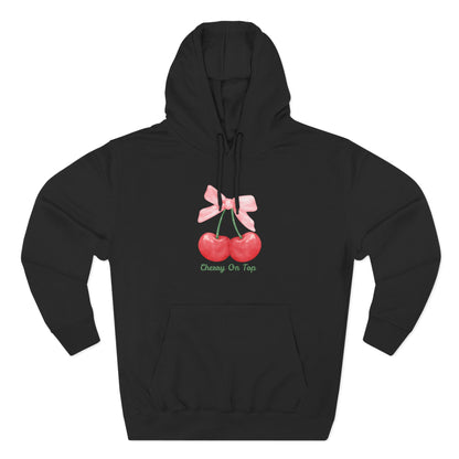 Cute Cherry Fleece Hoodie, Cozy Sweatshirt, Gift for Her, Trendy Outfit, Cute Cherries Design, Perfect for Casual Wear